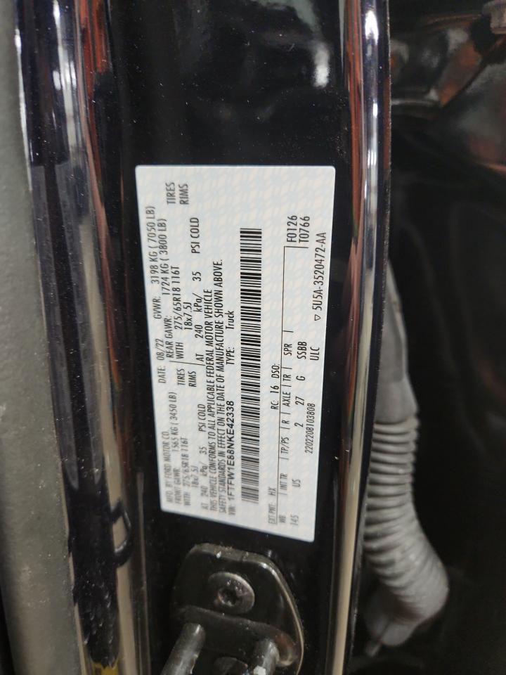 2022 Ford F150 Supercrew VIN: 1FTFW1E88NKE42338 Lot: 84234005