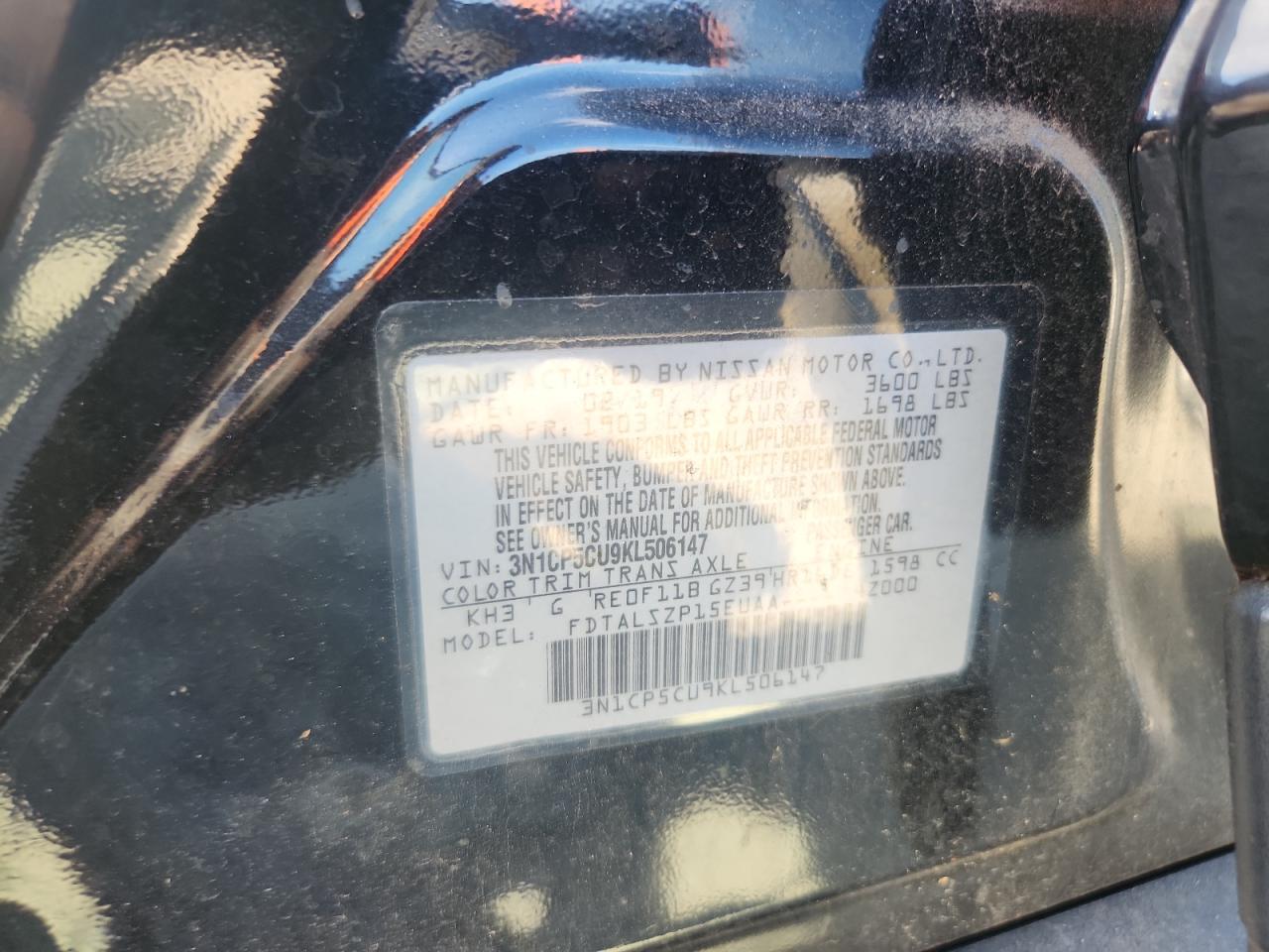 2019 Nissan Kicks S VIN: 3N1CP5CU9KL506147 Lot: 71666805