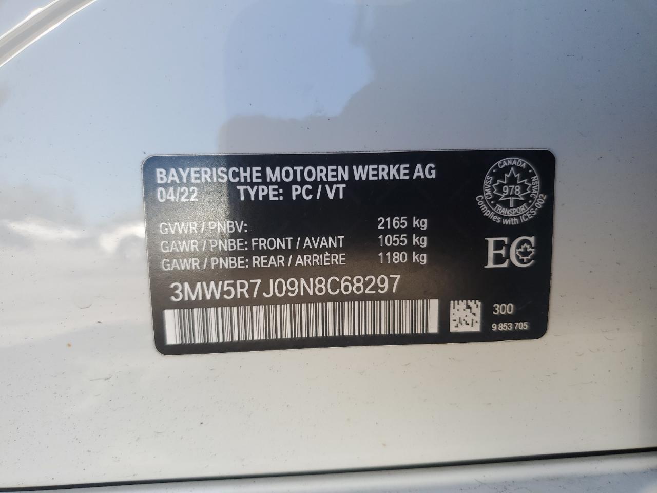 2022 BMW 330Xi VIN: 3MW5R7J09N8C68297 Lot: 84247725