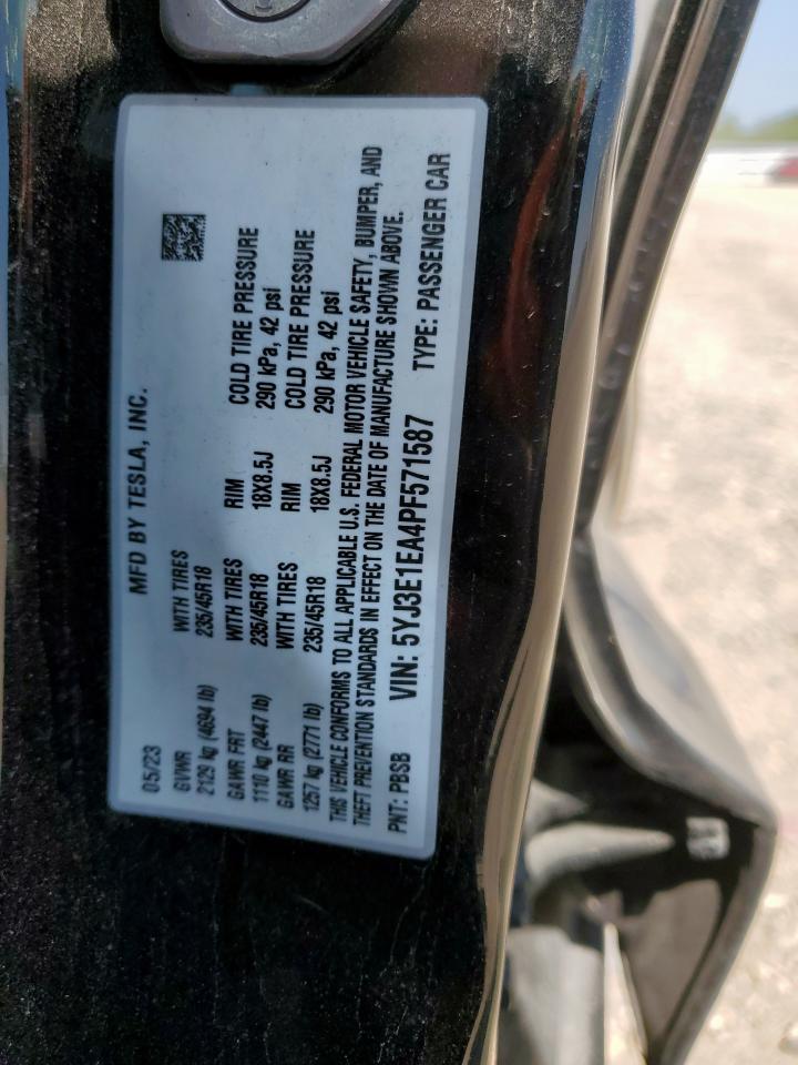 2023 Tesla Model 3 VIN: 5YJ3E1EA4PF571587 Lot: 80366705