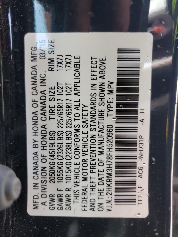 2015 Honda Cr-V Exl VIN: 2HKRM3H78FH520960 Lot: 83785765