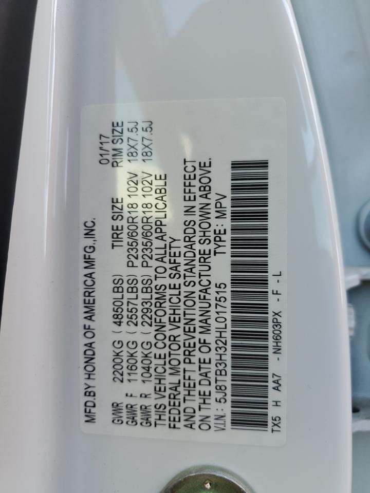 2017 Acura Rdx VIN: 5J8TB3H32HL017515 Lot: 71526885