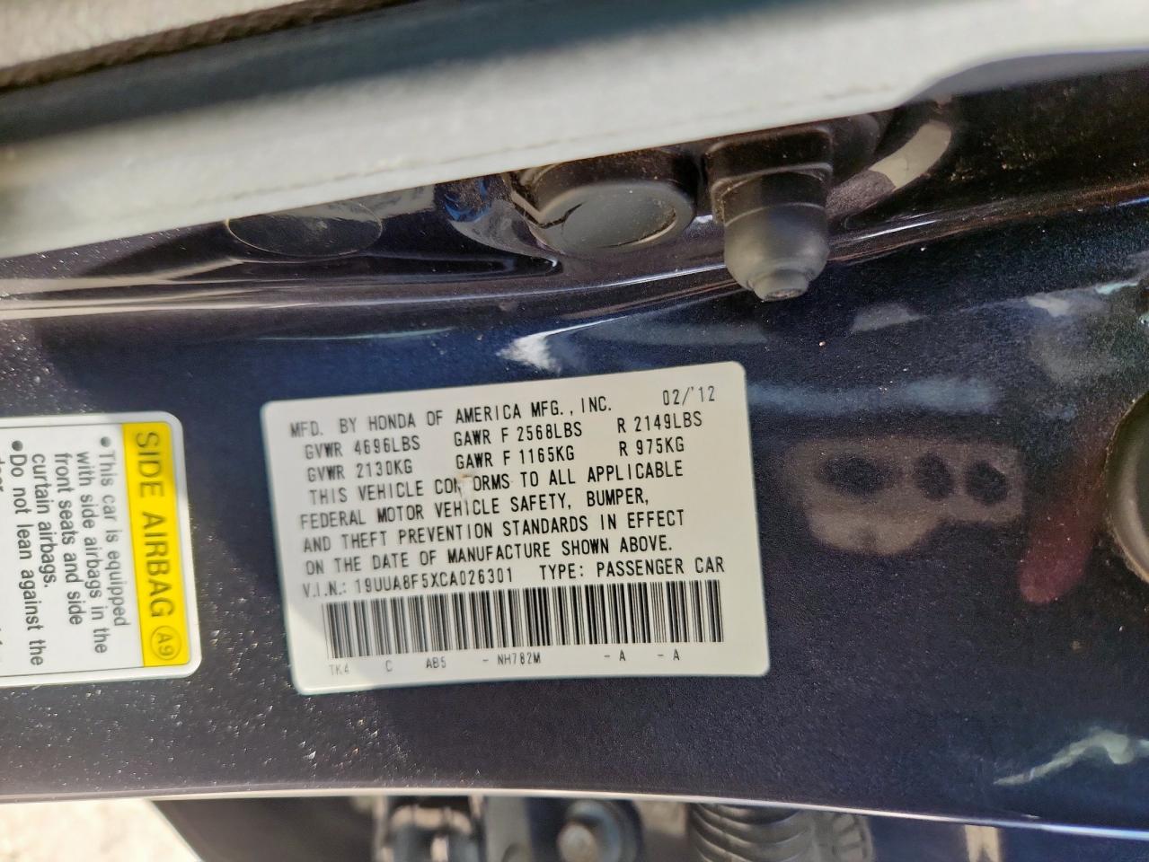 2012 Acura Tl VIN: 19UUA8F5XCA026301 Lot: 81156905