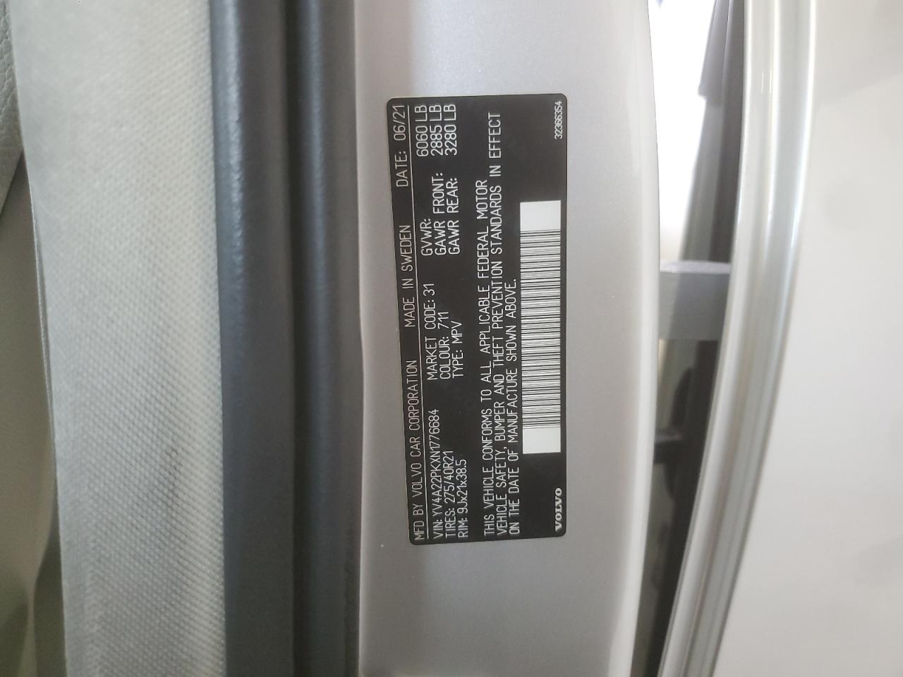 2022 Volvo Xc90 T6 Momentum VIN: YV4A22PKXN1776684 Lot: 71186315