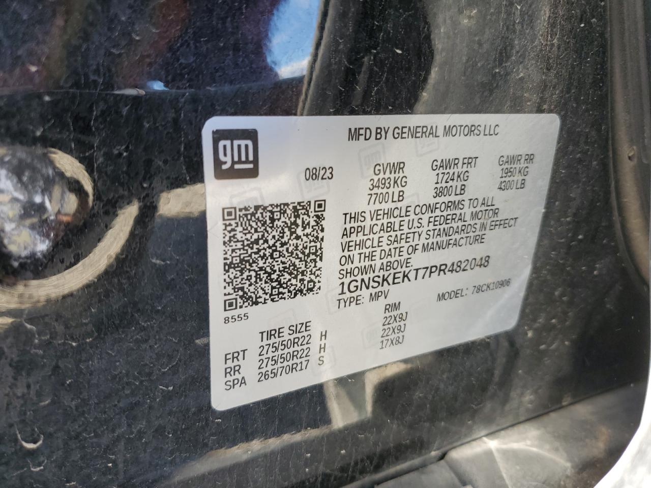 2023 Chevrolet Suburban K1500 Rst VIN: 1GNSKEKT7PR482048 Lot: 81605635