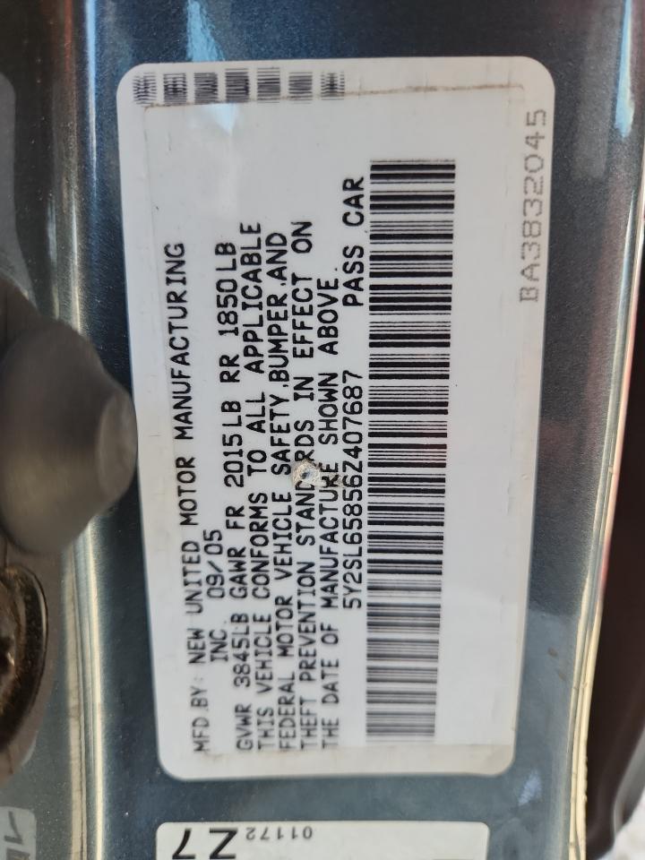 2006 Pontiac Vibe VIN: 5Y2SL65856Z407687 Lot: 80794085