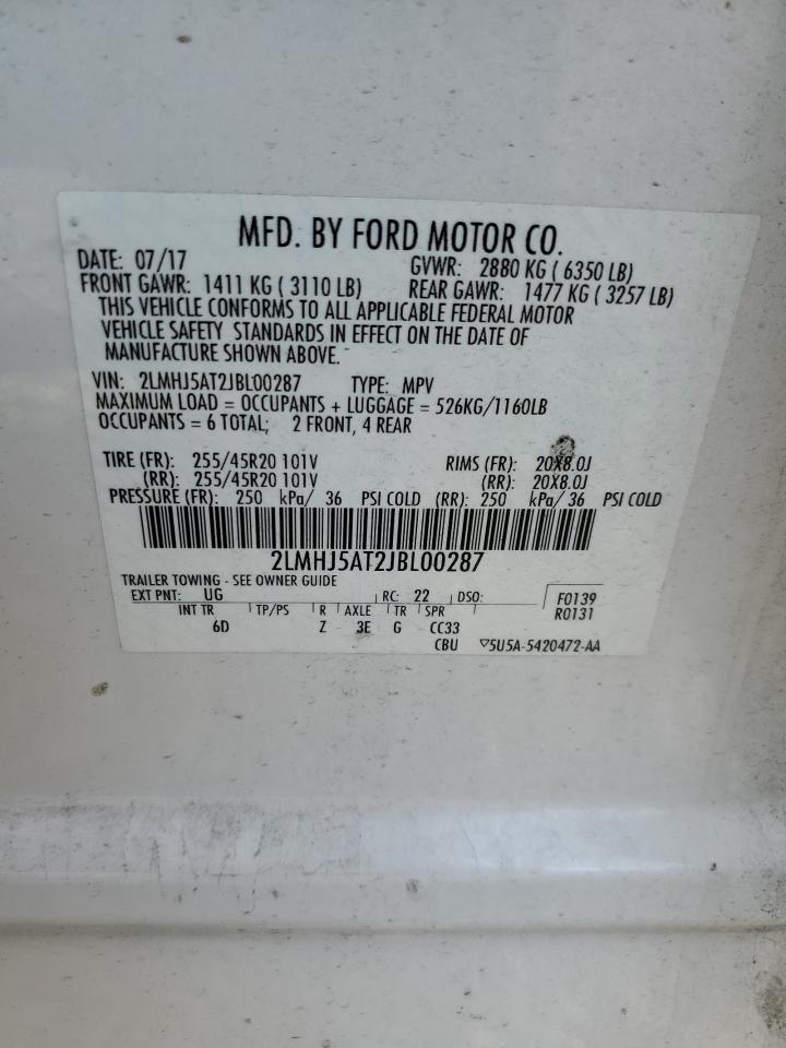 2018 Lincoln Mkt VIN: 2LMHJ5AT2JBL00287 Lot: 81638045