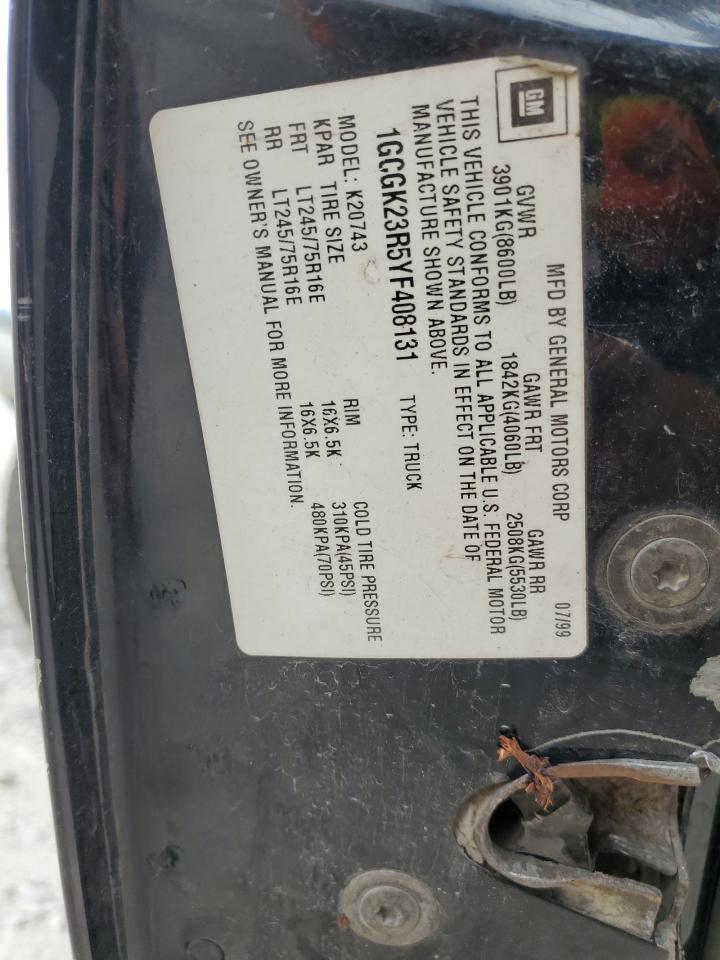 2000 GMC Sierra K3500 VIN: 1GTHK33J3YF408133 Lot: 80343405