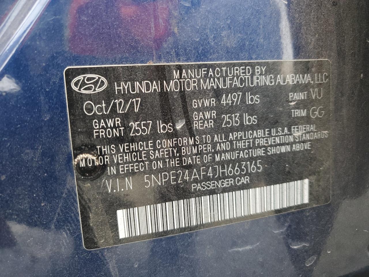2018 Hyundai Sonata Se VIN: 5NPE24AF4JH663165 Lot: 84585725