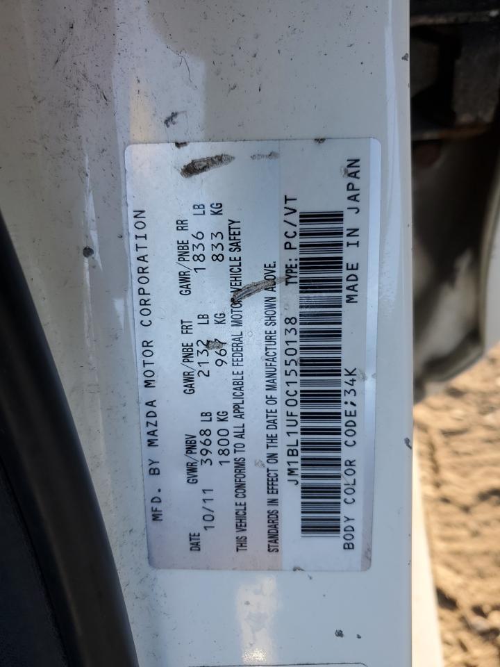 2012 Mazda 3 I VIN: JM1BL1UF0C1550138 Lot: 69578155