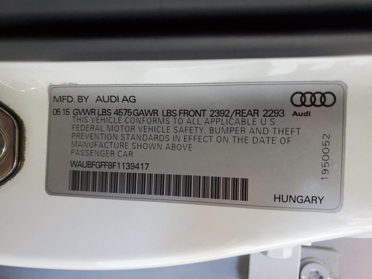 2015 Audi A3 Premium VIN: WAUBFGFF8F1139417 Lot: 81428885