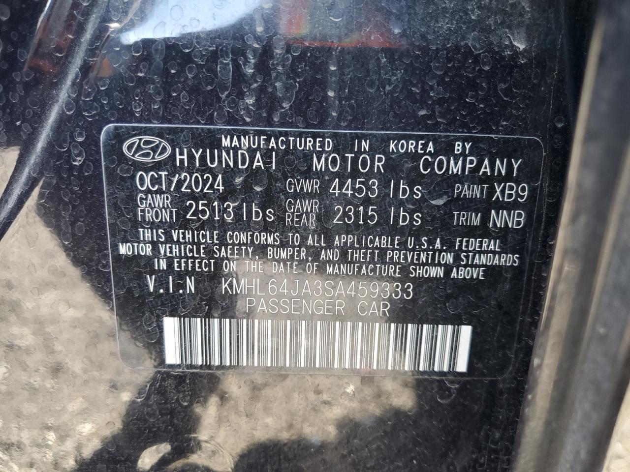 2025 Hyundai Sonata Sel VIN: KMHL64JA3SA459333 Lot: 83788575