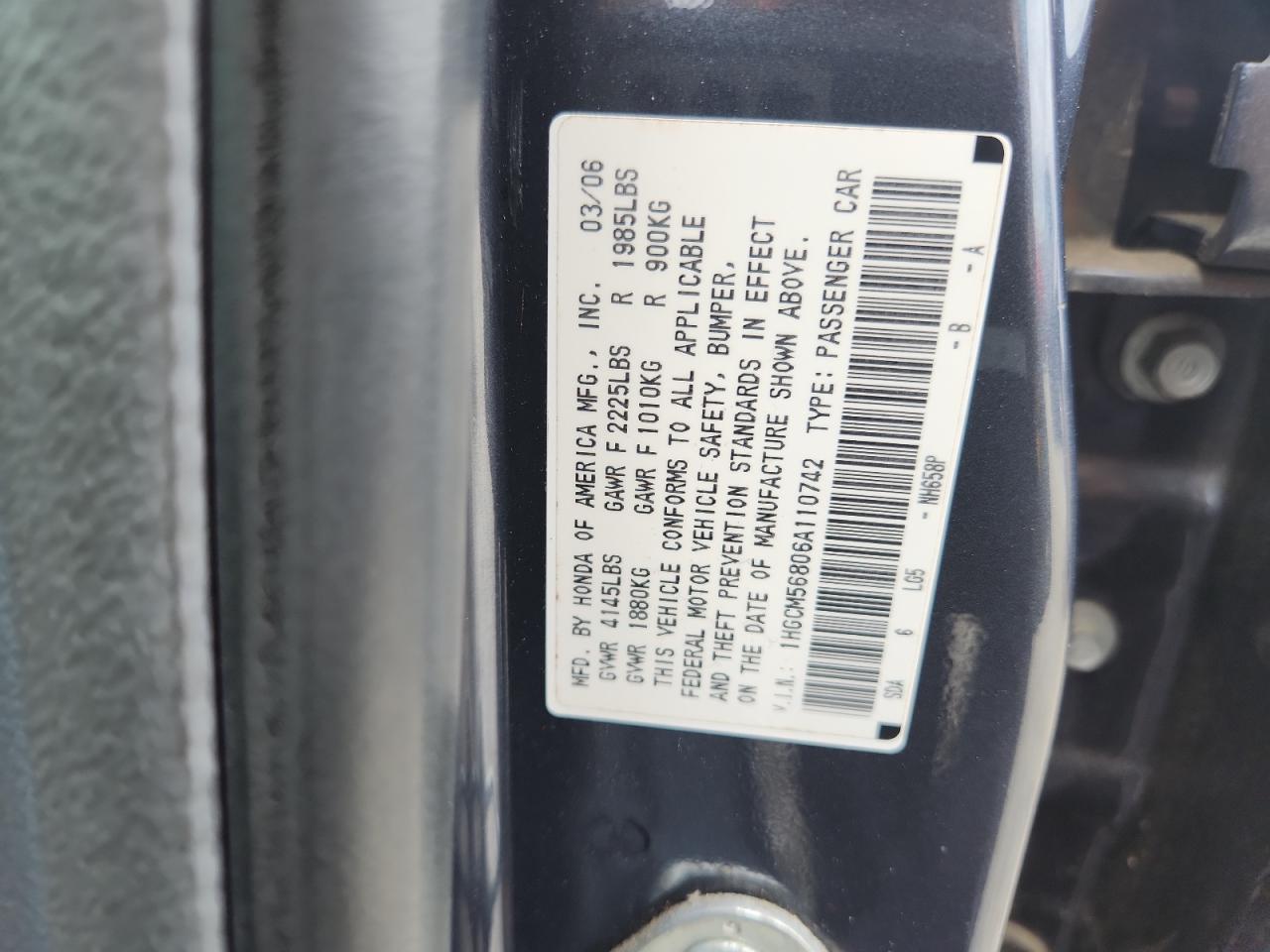 2006 Honda Accord Ex VIN: 1HGCM56806A110742 Lot: 81889705