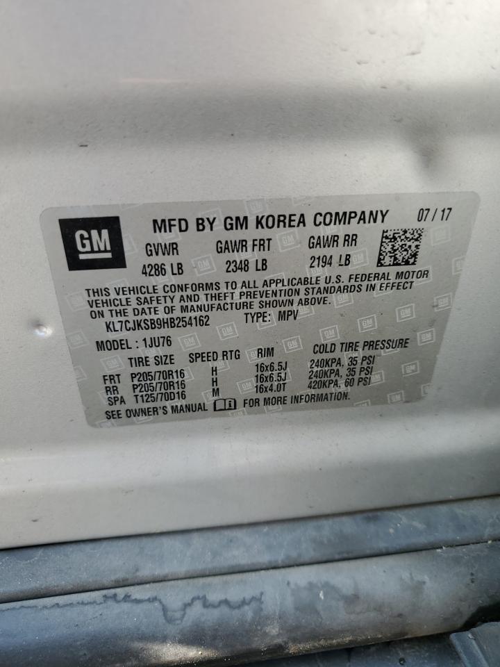 2017 Chevrolet Trax Ls VIN: KL7CJKSB9HB254162 Lot: 71462405