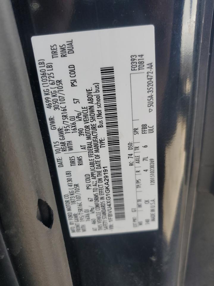 2016 Ford Transit T-350 Hd VIN: 1FBVU4XG1GKA29191 Lot: 71767945