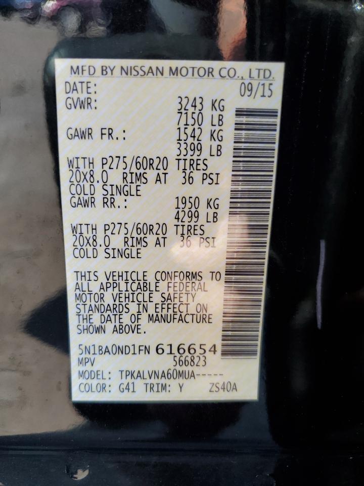 2015 Nissan Armada Sv VIN: 5N1BA0ND1FN616654 Lot: 70986445