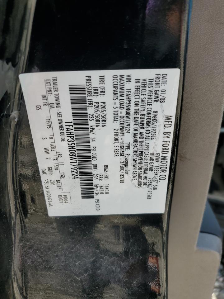 2008 Ford Focus Se VIN: 1FAHP35N08W179224 Lot: 84263525