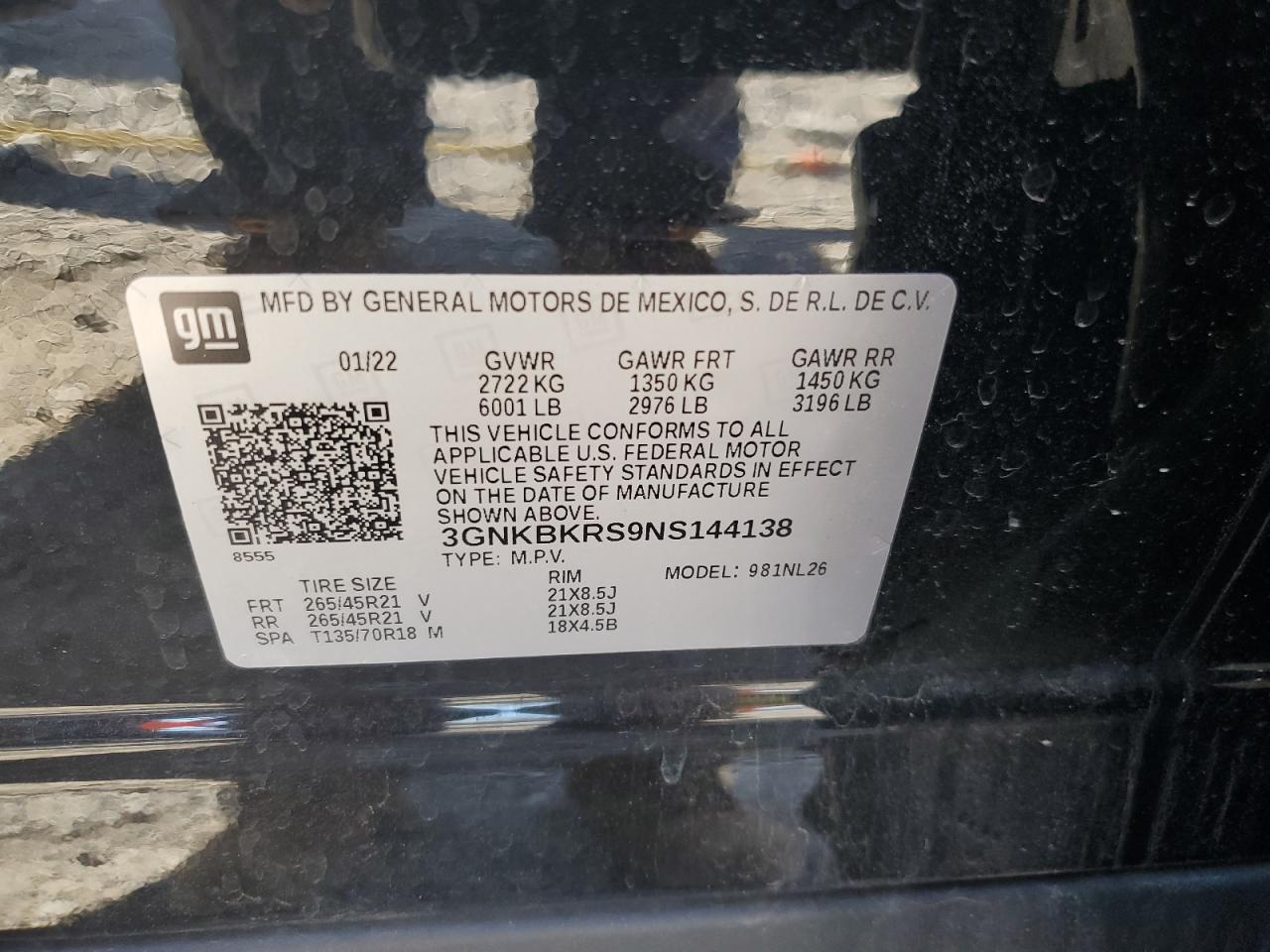 2022 Chevrolet Blazer Rs VIN: 3GNKBKRS9NS144138 Lot: 84556065