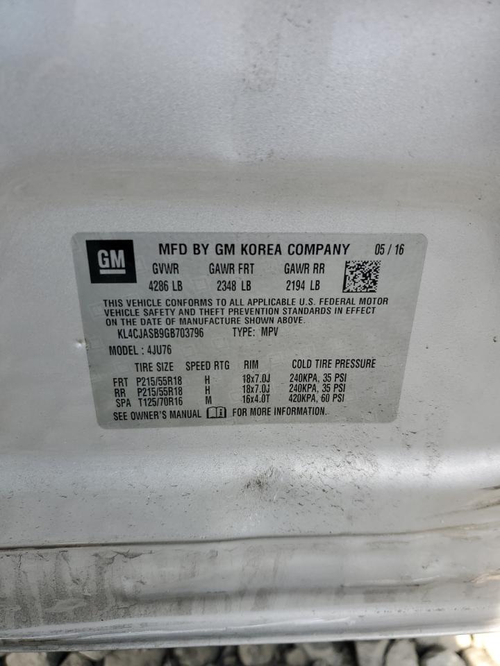 2016 Buick Encore VIN: KL4CJASB9GB703796 Lot: 82139875