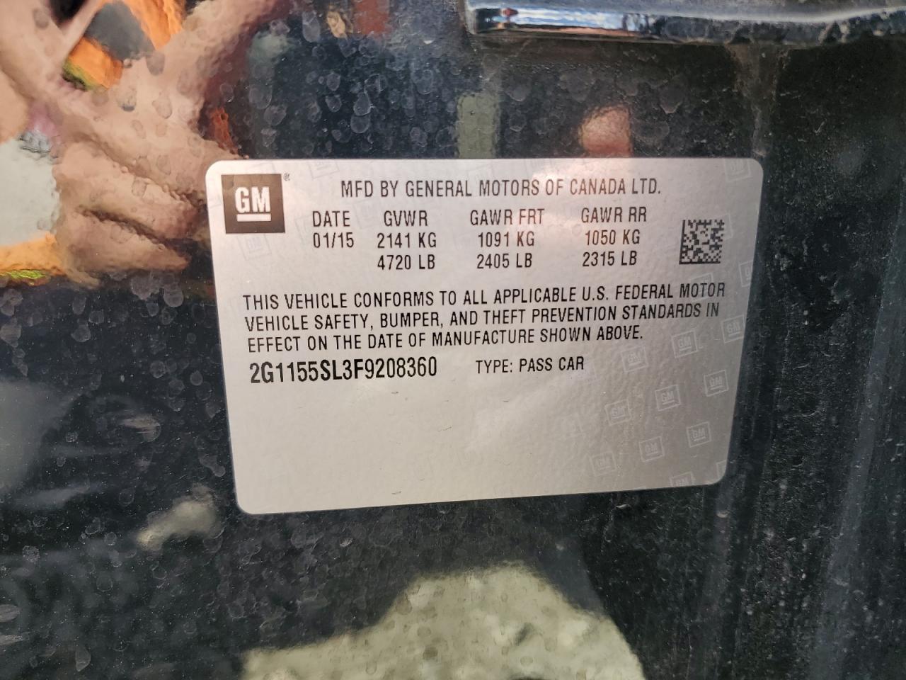 2015 Chevrolet Impala Ltz VIN: 2G1155SL3F9208360 Lot: 81752495