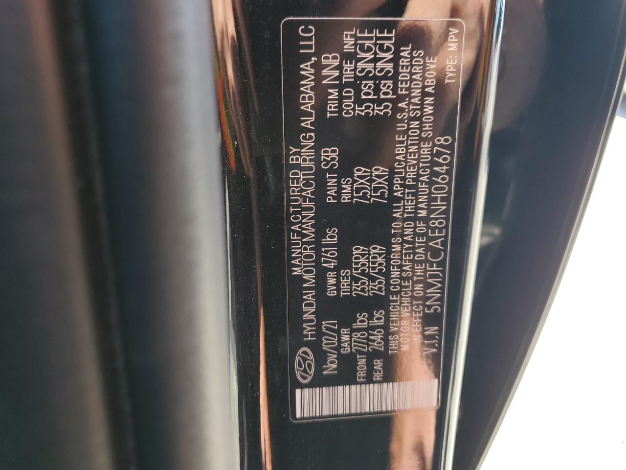 2022 Hyundai Tucson Sel VIN: 5NMJFCAE8NH064678 Lot: 72090925