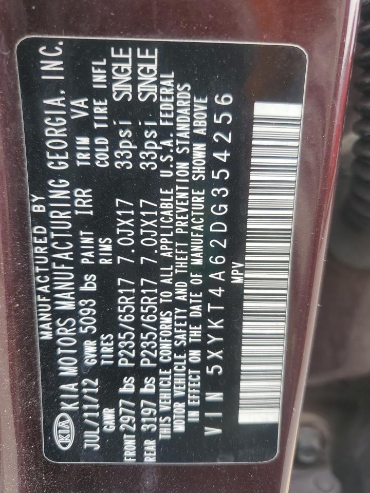 2013 Kia Sorento Lx VIN: 5XYKT4A62DG354256 Lot: 71288965