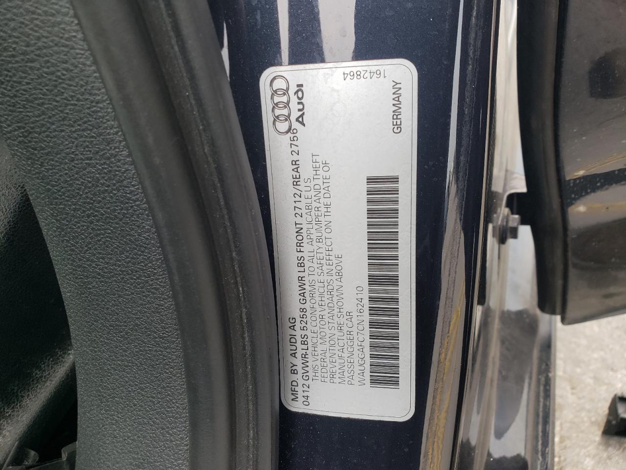 2012 Audi A6 Premium Plus VIN: WAUGGAFC7CN162410 Lot: 82059835