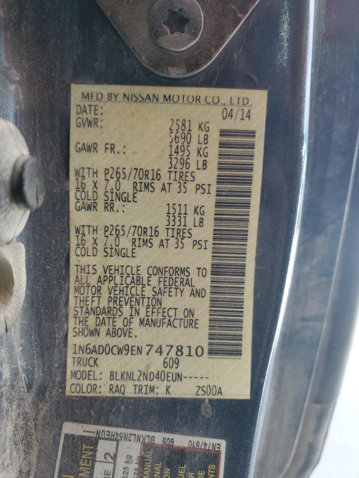 2014 Nissan Frontier Sv VIN: 1N6AD0CW9EN747810 Lot: 83939985