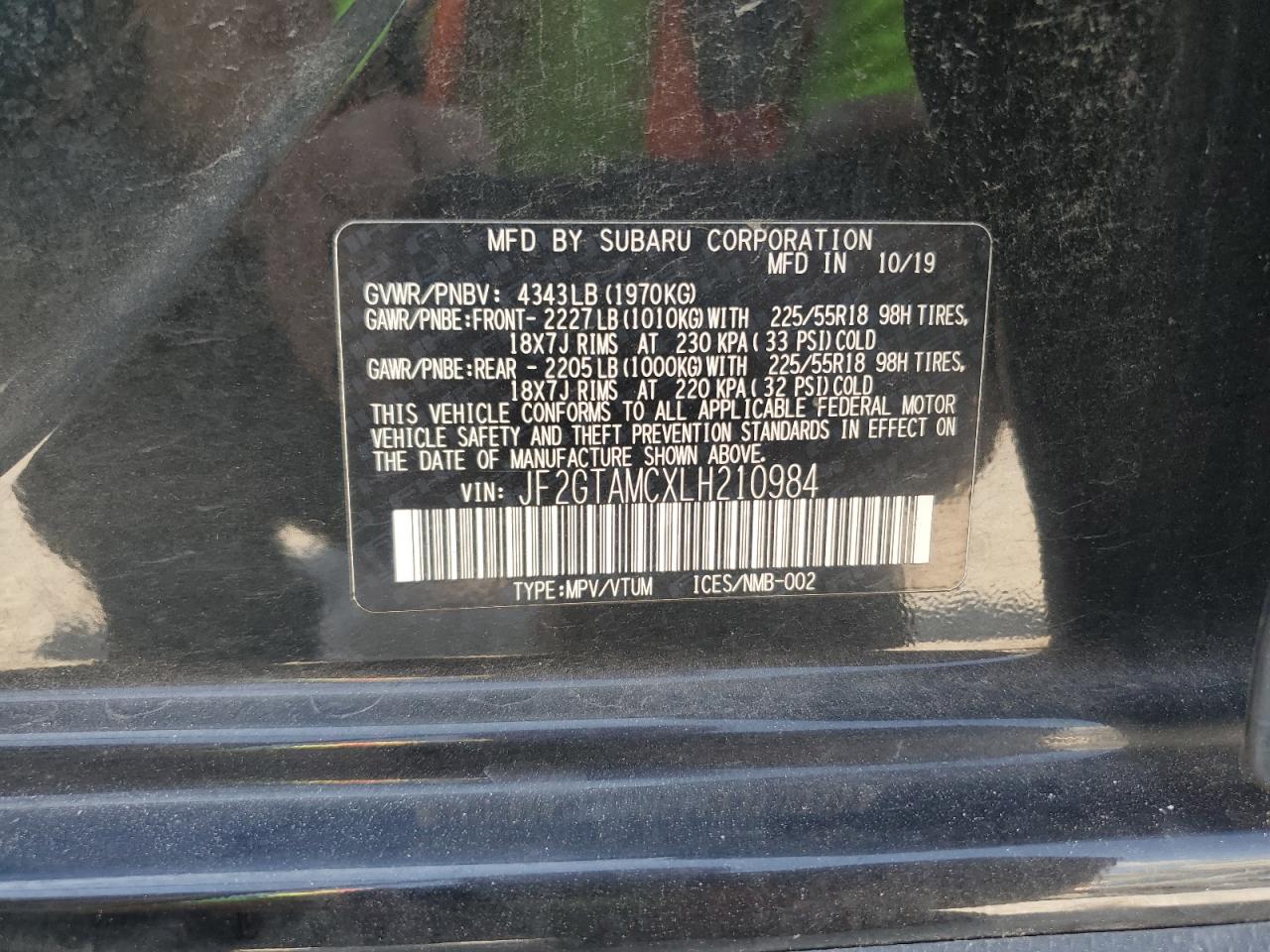 2020 Subaru Crosstrek Limited VIN: JF2GTAMCXLH210984 Lot: 81313175