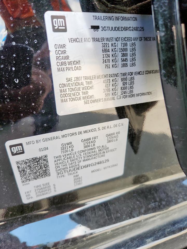 2024 GMC Sierra K1500 Slt VIN: 3GTUUDED6RG248125 Lot: 81518475