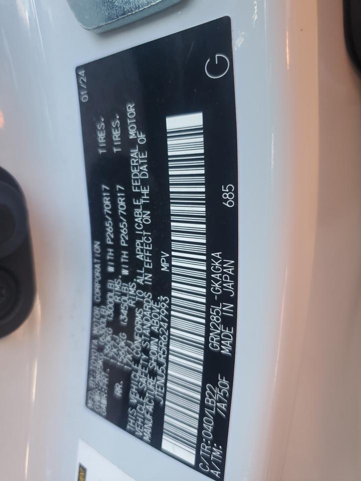 2024 Toyota 4Runner Sr5/Sr5 Premium VIN: JTENU5JR5R6247993 Lot: 80641845