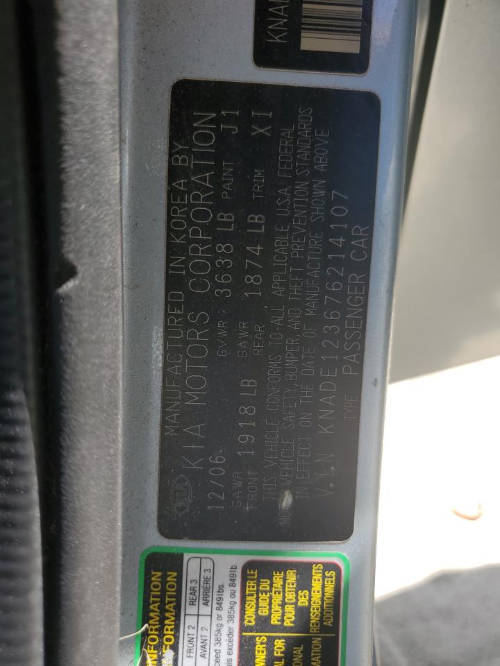 2007 Kia Rio Base VIN: KNADE123676214107 Lot: 80679065