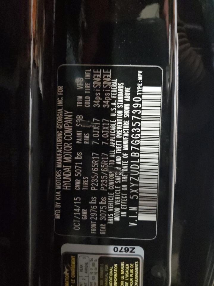 2016 Hyundai Santa Fe Sport VIN: 5XYZUDLB7GG357390 Lot: 84031745