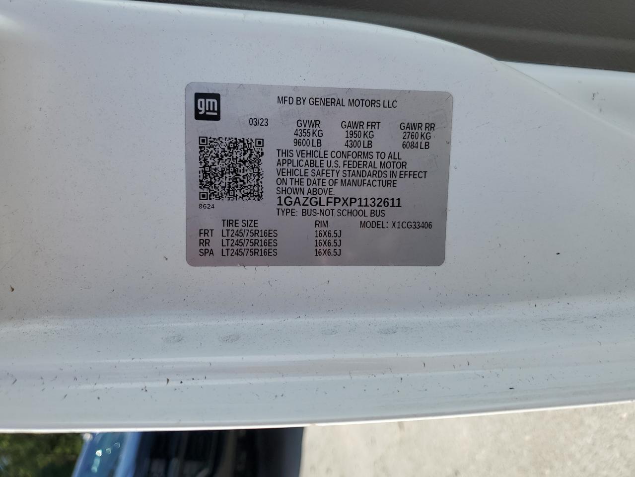 2023 Chevrolet Express G3500 Ls VIN: 1GAZGLFPXP1132611 Lot: 81258725