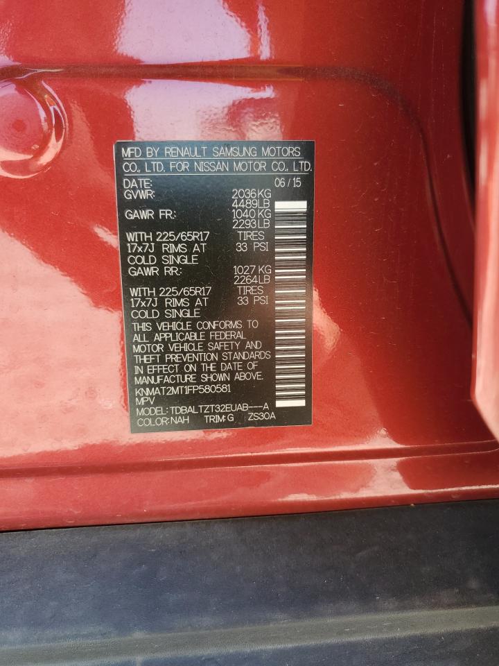 2015 Nissan Rogue S VIN: KNMAT2MT1FP580581 Lot: 81077185