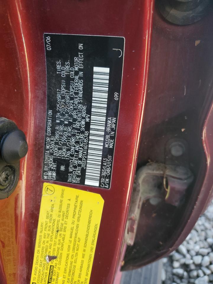 2006 Toyota Highlander Limited VIN: JTEEP21A160185748 Lot: 80388555