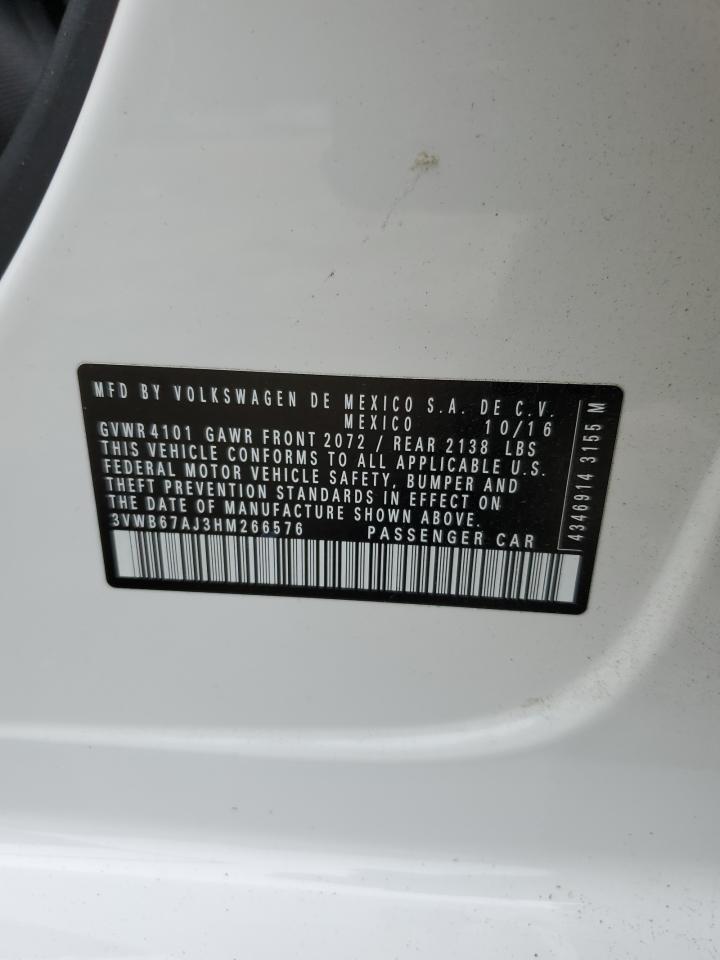 2017 Volkswagen Jetta Se VIN: 3VWB67AJ3HM266576 Lot: 84429925