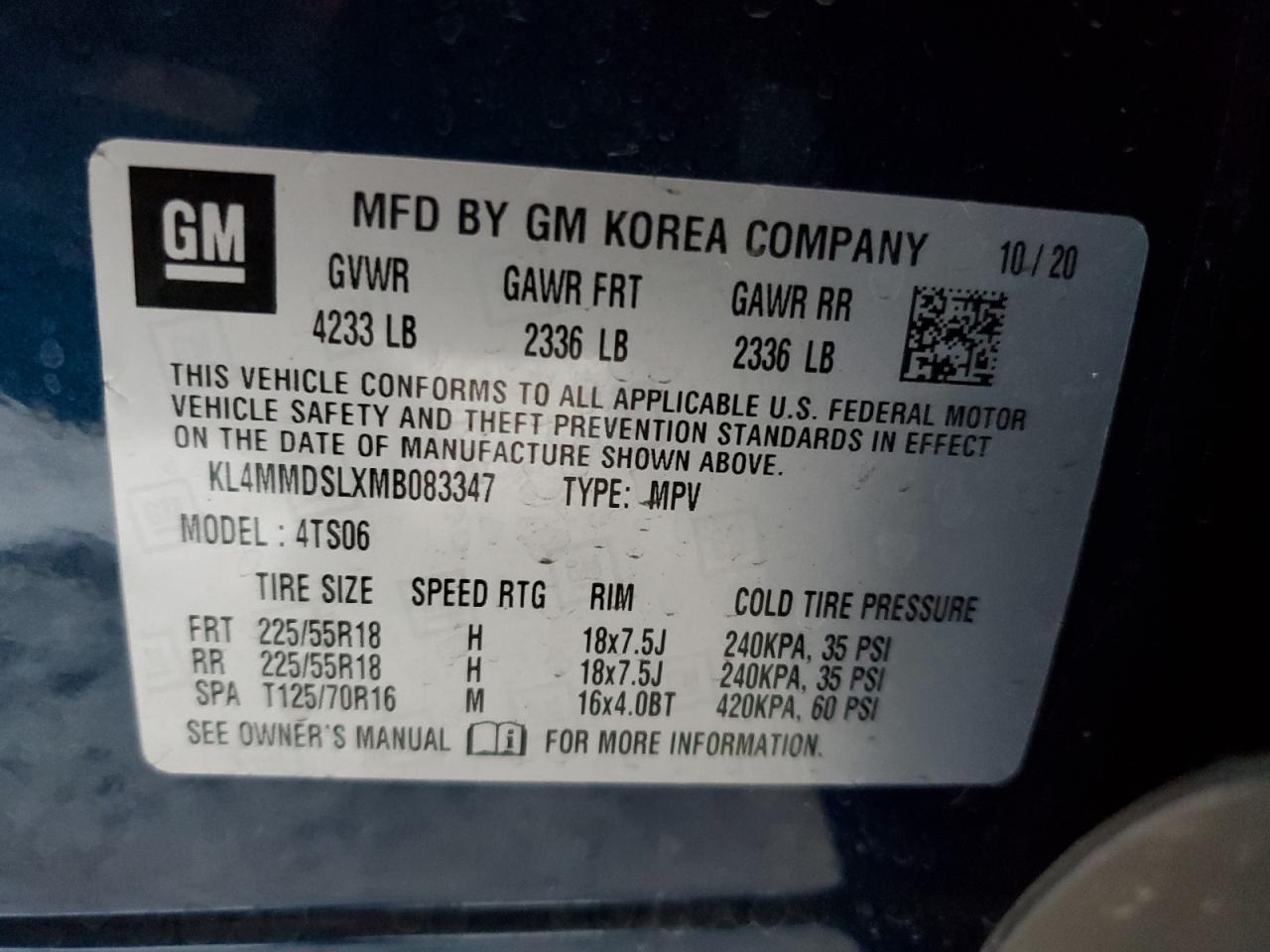 2021 Buick Encore Gx Select VIN: KL4MMDSLXMB083347 Lot: 81923355