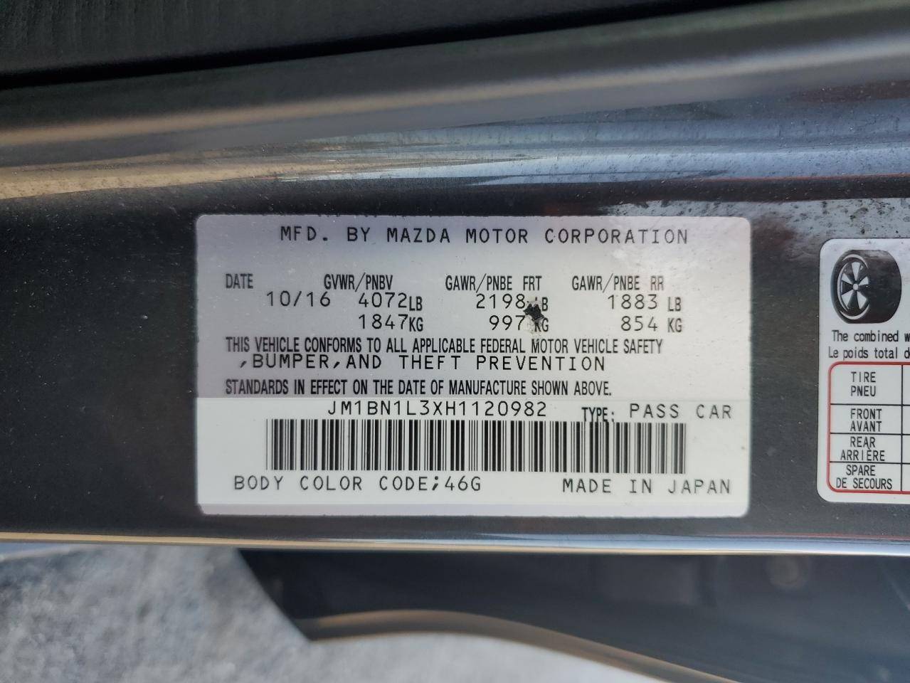 2017 Mazda 3 Touring VIN: JM1BN1L3XH1120982 Lot: 80939355