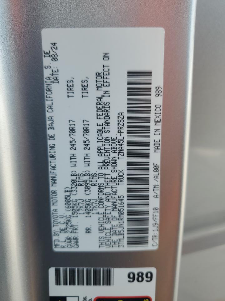 2024 Toyota Tacoma Double Cab VIN: 3TMLB5JN1RM051645 Lot: 81005785