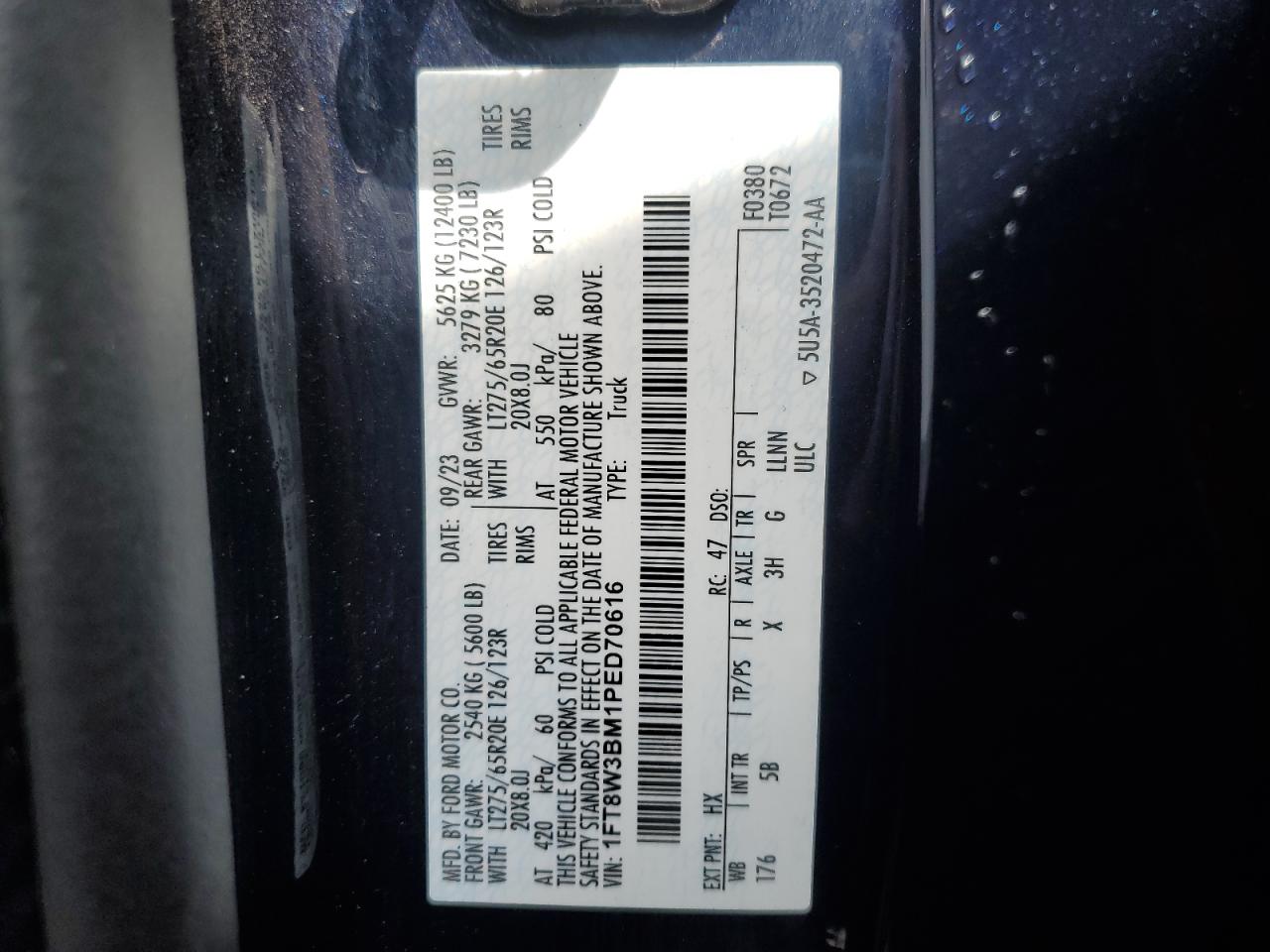 2023 Ford F350 Super Duty VIN: 1FT8W3BM1PED70616 Lot: 82055325