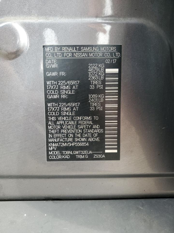 2017 Nissan Rogue S VIN: KNMAT2MV5HP556854 Lot: 83853495