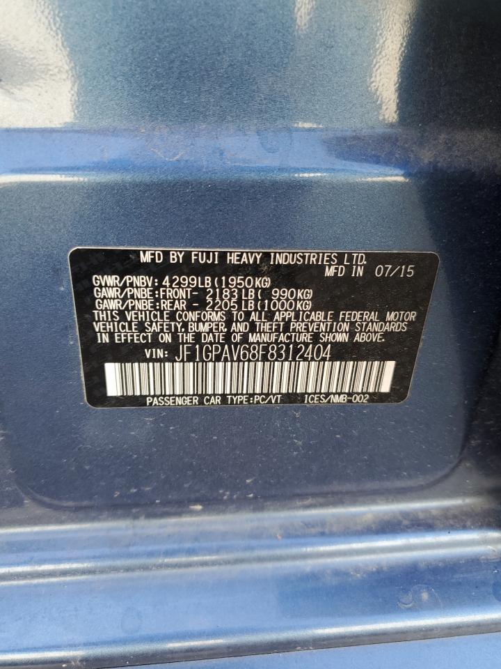 2015 Subaru Impreza Sport Limited VIN: JF1GPAV68F8312404 Lot: 80309145