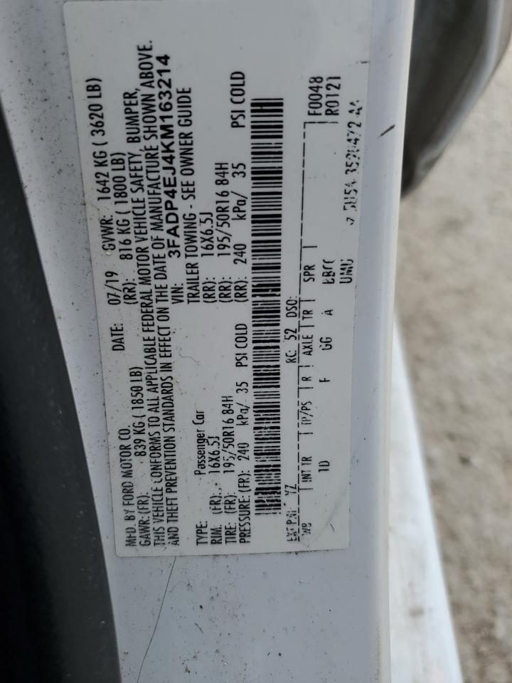 2019 Ford Fiesta Se VIN: 3FADP4EJ4KM163214 Lot: 71987885