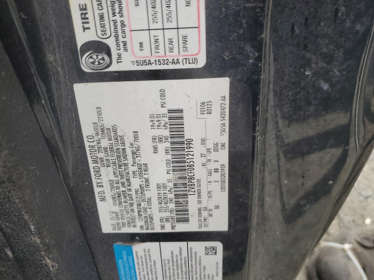 2011 Ford Mustang Gt VIN: 1ZVBP8CF0B5121990 Lot: 84771165