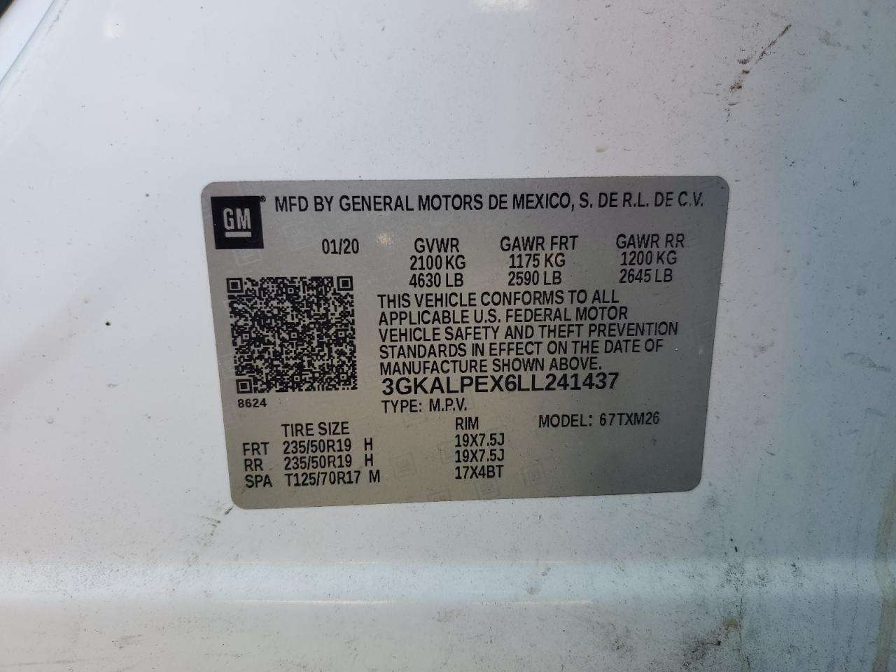 2020 GMC Terrain Slt VIN: 3GKALPEX6LL241437 Lot: 71976045