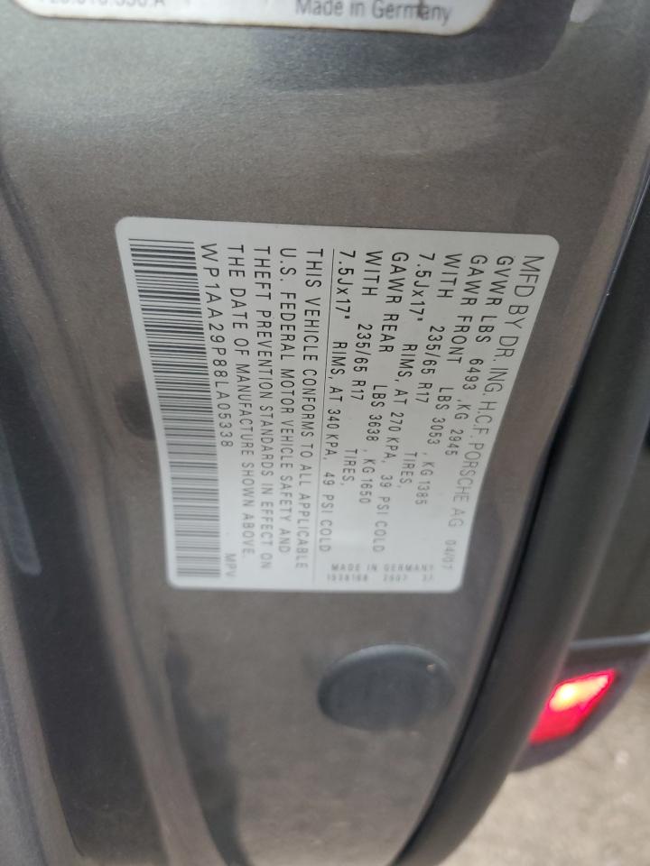 2008 Porsche Cayenne VIN: WP1AA29P88LA05338 Lot: 81689735