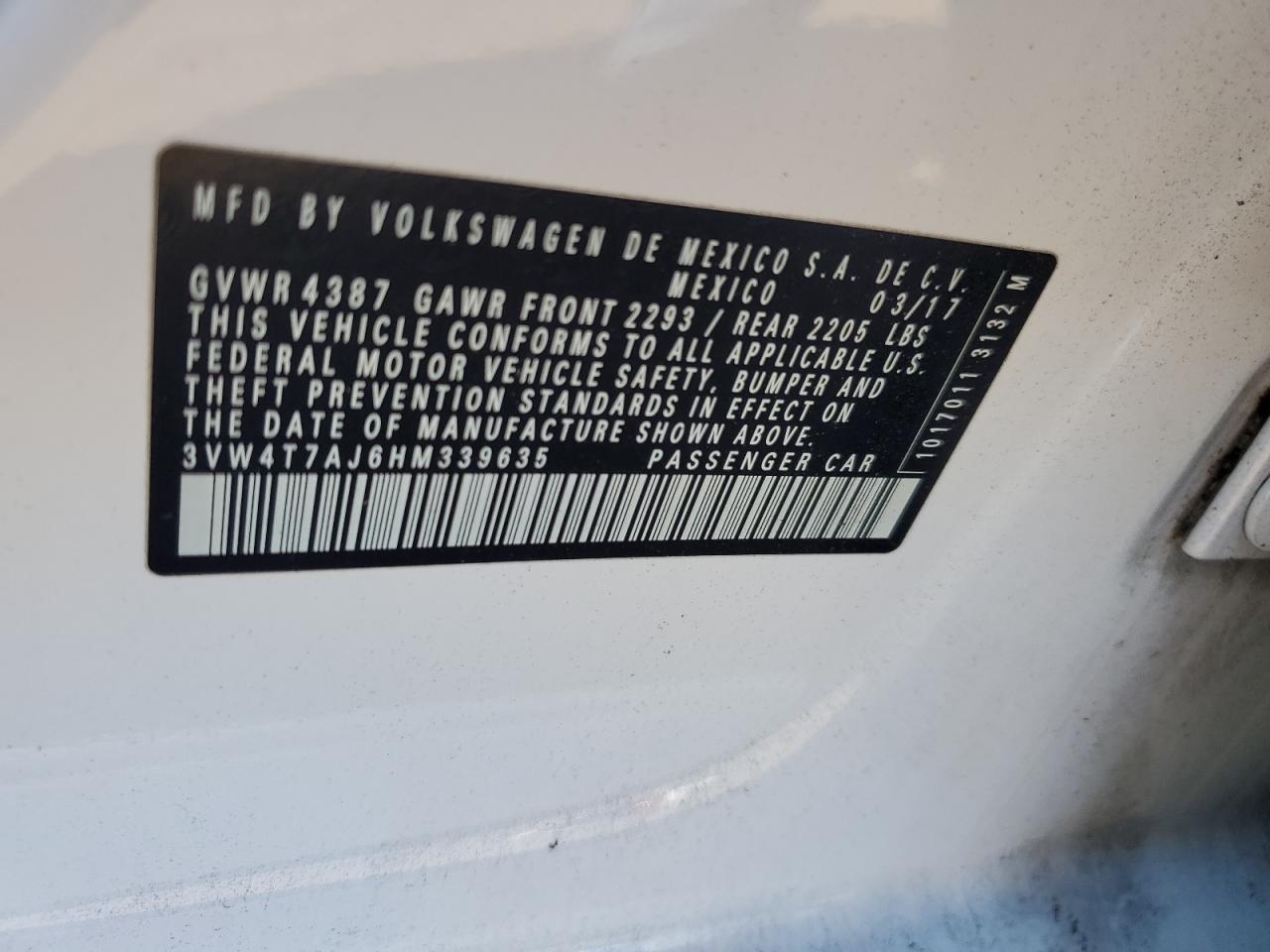 2017 Volkswagen Jetta Gli VIN: 3VW4T7AJ6HM339635 Lot: 81090845