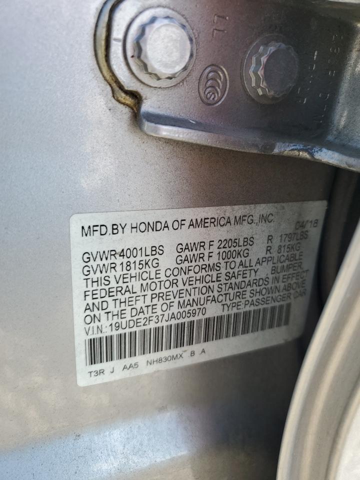 2018 Acura Ilx Base Watch Plus VIN: 19UDE2F37JA005970 Lot: 70838185