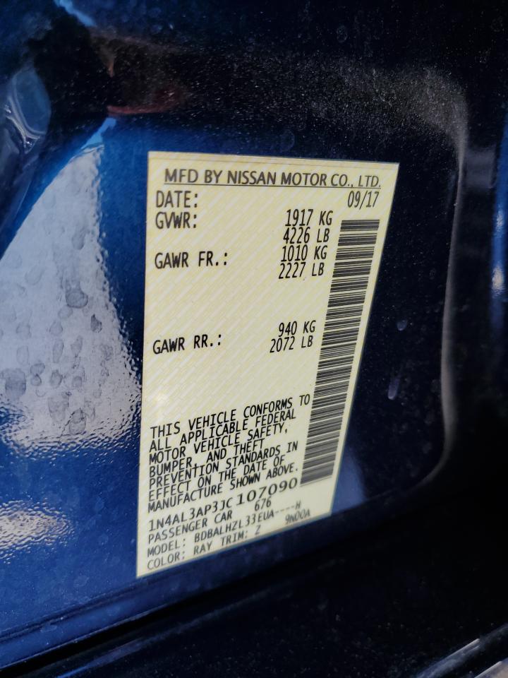 2018 Nissan Altima 2.5 VIN: 1N4AL3AP3JC107090 Lot: 83793765